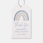 Blauw Roze Boho Regenboog Baby Shower Cadeaulabel (Voorkant)