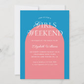 Blauw Roze Boog Meisjes Weekend Bachelorette Party Kaart (Voorkant)