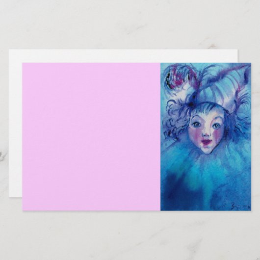 BLAUW, roze Briefpapier (Voorkant / Achterkant)