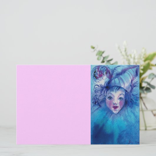 BLAUW, roze Briefpapier (Staand voorkant)