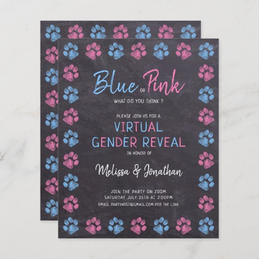 Blauw roze budgetafdrukken Virtuele sekse onthulle (Voorkant / Achterkant)