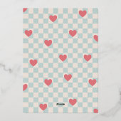 Blauw Roze Checkerboard Hearts Valentijnsdag Kaart (Achterkant)