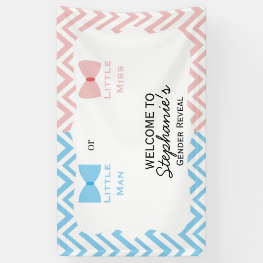 Blauw, roze Chevron Geslacht Bang en Bow Stropdas Spandoek (Verticaal)