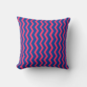Blauw Roze Chevron Kussen