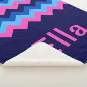 Blauw Roze Chevron Monogram Kleine Sherpa Deken (3/4)