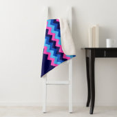 Blauw Roze Chevron Monogram Medium Sherpa Dekbed Deken (In situ)