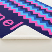 Blauw Roze Chevron Monogram Medium Sherpa Dekbed Deken (3/4)