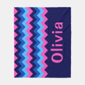 Blauw Roze Chevron Monogram Zachte Fleece Deken (Voorkant)