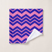 Blauw Roze Chevron Zigzag Ontwerp Bad Handdoek (Wasdoekje)