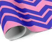 Blauw Roze Chevron Zigzag Ontwerp Cadeaupapier (Rol Hoek)