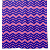 Blauw Roze Chevron Zigzag Ontwerp Douchegordijn (Voorkant)