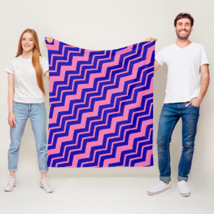 Blauw Roze Chevron Zigzag Ontwerp Fleece Deken