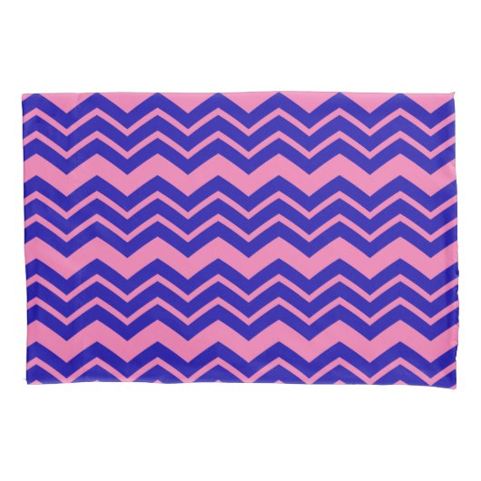 Blauw Roze Chevron Zigzag Ontwerp  Kussensloop (Voorkant)