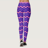 Blauw Roze Chevron Zigzag Ontwerp Leggings (Achterkant)
