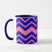 Blauw Roze Chevron Zigzag Ontwerp  Mok (Links)