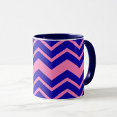 Blauw Roze Chevron Zigzag Ontwerp  Mok (Voorkant rechts)