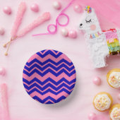 Blauw Roze Chevron Zigzag Ontwerp  Papieren Kommen (Feest)