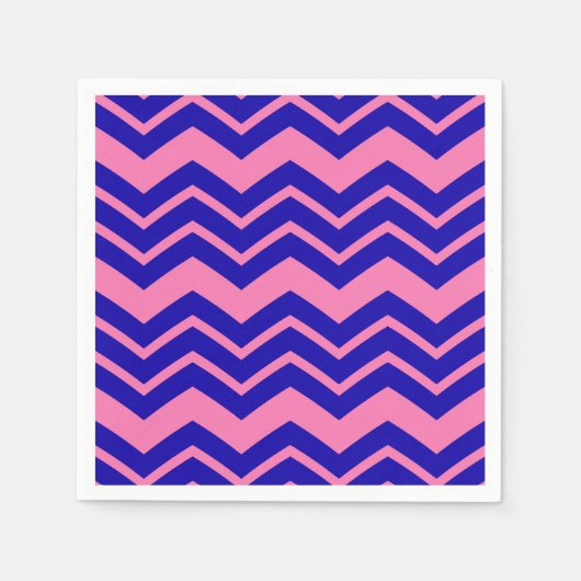 Blauw Roze Chevron Zigzag Ontwerp Servet (Voorkant)