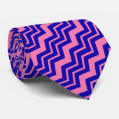 Blauw Roze Chevron Zigzag Ontwerp  Stropdas (Opgerold)