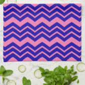 Blauw Roze Chevron Zigzag Ontwerp  Theedoek (Gevouwen)