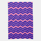 Blauw Roze Chevron Zigzag Ontwerp  Theedoek (Verticaal)