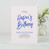 Blauw & Roze Chic Lettertype Script Verjaardagsfee Kaart (Staand voorkant)