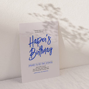 Blauw & Roze Chic Lettertype Script Verjaardagsfee Kaart