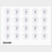Blauw Roze Chinoiserie Toile Candy Cane Kerstmis Ronde Sticker (Vel)
