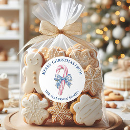 Blauw Roze Chinoiserie Toile Candy Cane Kerstmis Ronde Sticker