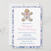 Blauw & Roze Chinoiserie Toile Gingerbread Cookie Kaart (Voorkant)