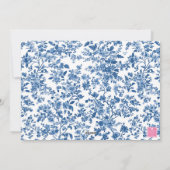Blauw & Roze Chinoiserie Toile Kerst Candy Cane Feestdagenkaart (Achterkant)