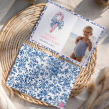 Blauw & Roze Chinoiserie Toile Kerst Candy Cane