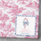 Blauw & Roze Chinoiserie Toile Kerst Candy Cane Notitiekaartje