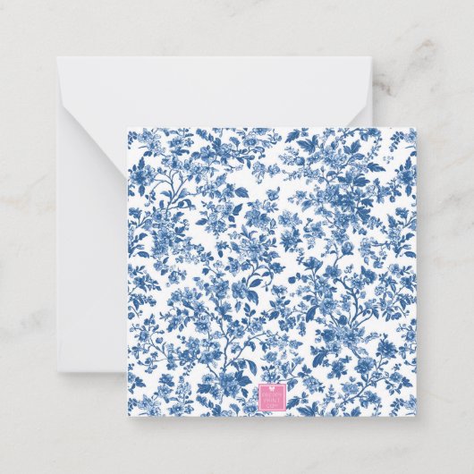 Blauw & Roze Chinoiserie Toile Kerst Candy Cane Notitiekaartje (Achterkant)