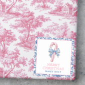 Blauw & Roze Chinoiserie Toile Kerst Candy Cane Vierkante Sticker