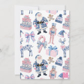 Blauw & Roze Chinoiserie Toile Kerstman Kaart (Achterkant)