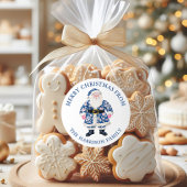 Blauw Roze Chinoiserie Toile Kerstman Kerstmis Ronde Sticker