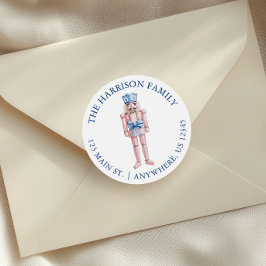 Blauw Roze Chinoiserie Toile Notenkraker Adres Ronde Sticker