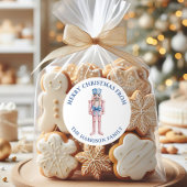 Blauw Roze Chinoiserie Toile Notenkraker Kerstmis Ronde Sticker