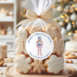 Blauw Roze Chinoiserie Toile Notenkraker Kerstmis Ronde Sticker