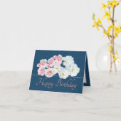 Blauw Roze Chique Boeket Wit Roze Rozen Verjaardag Kaart (Gele Bloem)