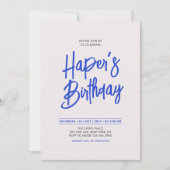 Blauw & Roze Chique Lettering Script Verjaardagsfe Kaart (Voorkant)