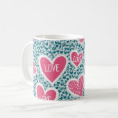 Blauw & Roze Classic Love Pattern Mok (Voorkant links)