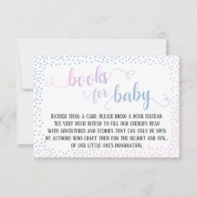 Blauw Roze Confetti Baby Boek Verzoek Insteekkaart