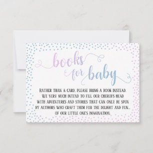 Blauw Roze Confetti Baby Boek Verzoek Insteekkaart Kaart