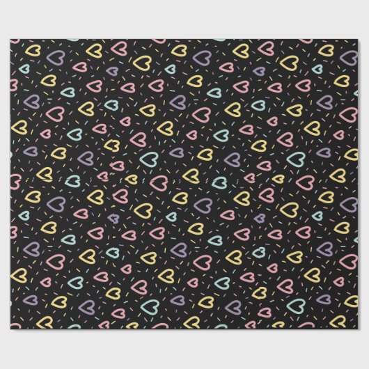 blauw roze confetti liefdesvormig cadeau inpakpapi cadeaupapier (Vlak)