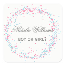 Blauw & Roze Confetti - Vierkante Sticker