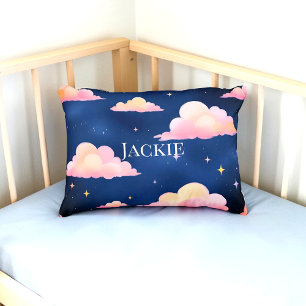 Blauw Roze Cute Wolken Patroon Badmat Accent Kussen