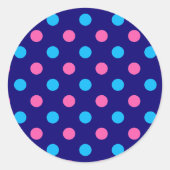 Blauw Roze Cyaan Stippenpatroon Ronde Sticker (Voorkant)