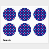 Blauw Roze Cyaan Stippenpatroon Ronde Sticker (Vel)